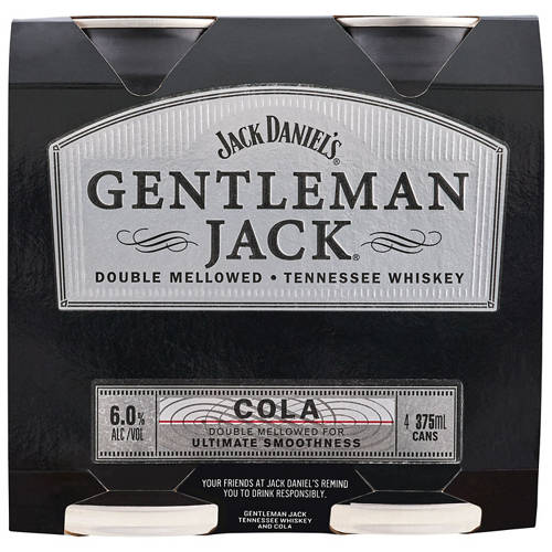 Front shot 2, Gentleman Jack & Cola 4 Pack 375ml