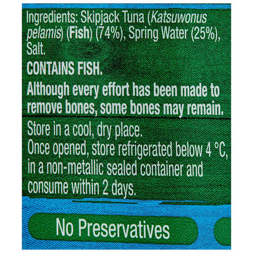 Ingredients 1, Tuna Chunks in Springwater 425g