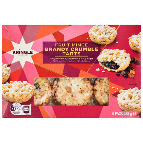 Front shot 3, Brandy Crumble Fruit Mince Tarts 6 Pack 265g
