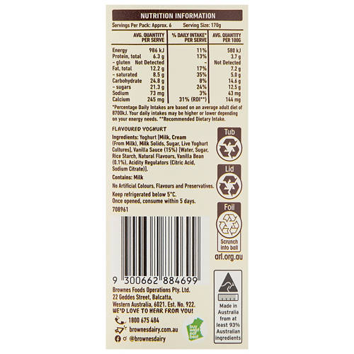 Nutrients 1, Vanilla Bean Yogurt 1kg