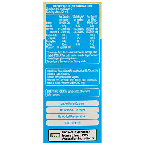 Nutrients 1, Unsweetened Pineapple Juice 1L