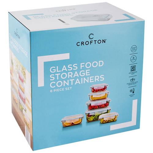 Front shot 1, Assorted Glass Food Storage Containers 6 Piece Set