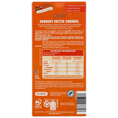 Front shot 2, Crunchy Salted Caramel Chocolate Block 200g