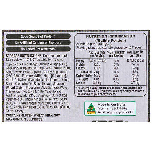 Nutrients 1, Cheese and Jalapeno Wing Nibbles 600g
