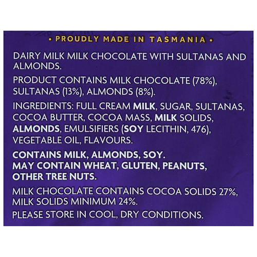 Ingredients 1, Fruit & Nut 340g