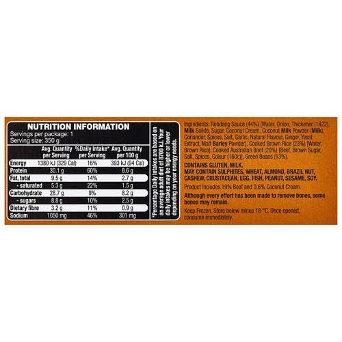 Nutrients 1, Beef Rendang 350g