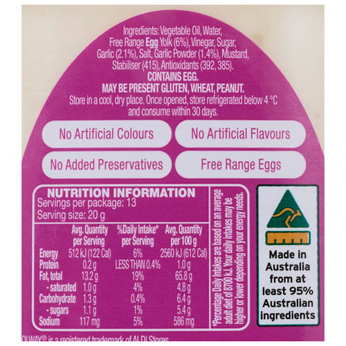 Ingredients 1, Garlic Aioli 260g