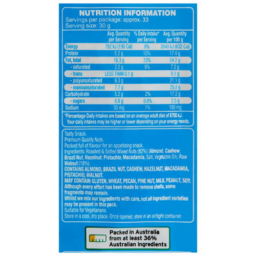 Nutrients 1, Mixed Nuts Roasted and Salted 1kg