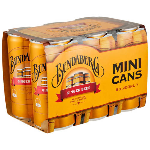 Front shot 2, Ginger Beer Mini Cans 6 Pack 200ml