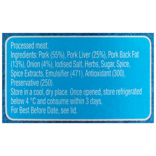Ingredients 1, Coarsed Minced Pork Liverwurst 250g