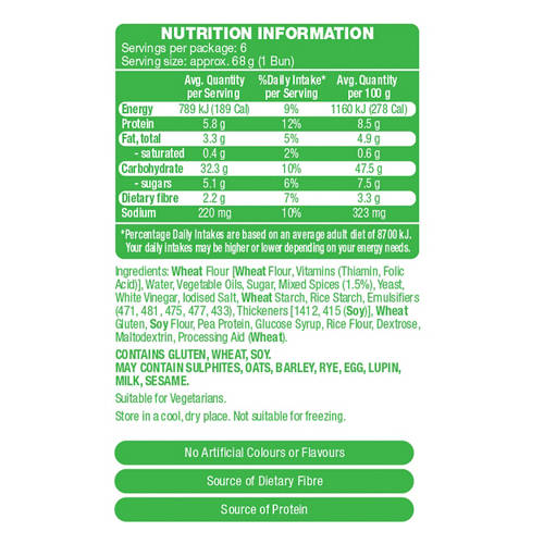 Nutrients 1, Fruitless  Hot Cross Buns 6 Pack 410g