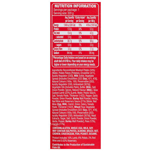 Nutrients 1, Slow Cooked Lamb 320g