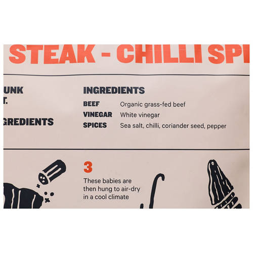 Ingredients 1, Air Dried Steak Chili 70g