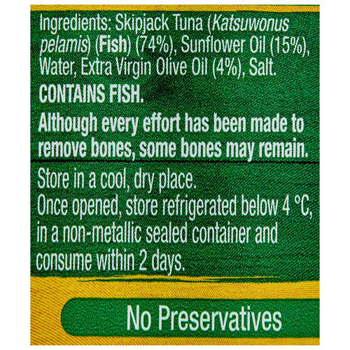 Ingredients 1, Tuna Chunks in Oil 425g