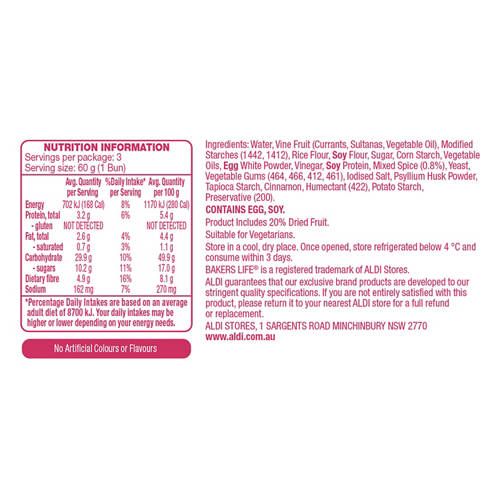 Nutrients 1, Gluten Free Hot Cross Buns 3 Pack 180g