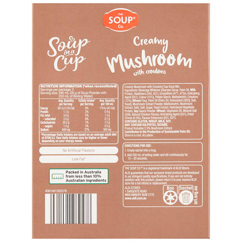 Front shot 3, Creamy Mushroom with Croutons Soup in a Cup 2 Pack 60g