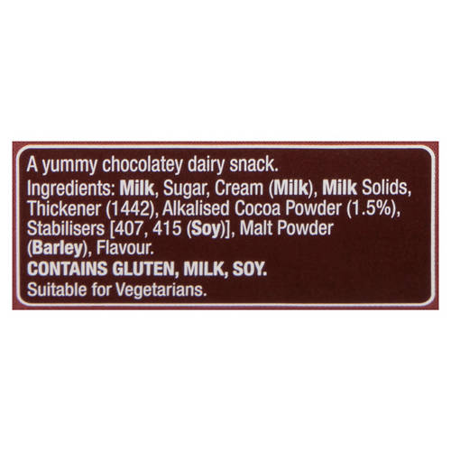 Ingredients 1, Stampede Chocolate Dairy Snack 12 Pack 100g