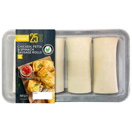 Chicken, Fetta and Spinach Sausage Rolls 600g