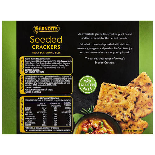 Front shot 3, Seeded Crackers Rustic Herbs 100g