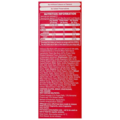 Nutrients 1, Prawn Bao Buns 6 Pack 220g