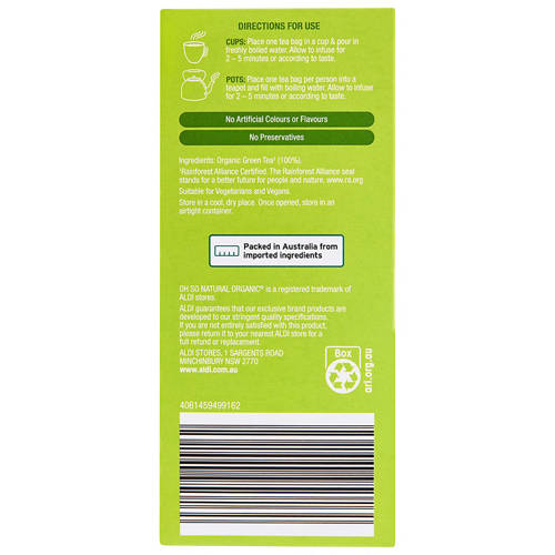 Front shot 3, Organic Green Tea Bags 50 Pack 75g