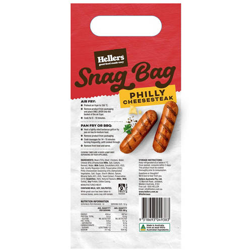 Front shot 2, Snag Bag Philly Cheesesteak 500g