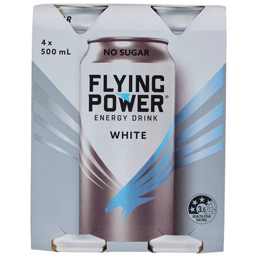 Front shot 2, No Sugar Energy Drink White 4 Pack 500ml