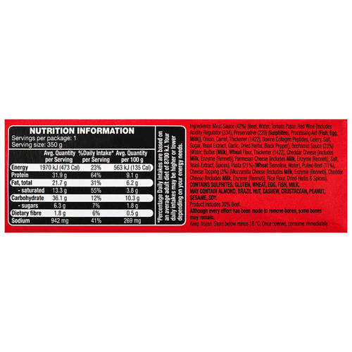 Nutrients 1, Pulled Beef Lasagne 350g