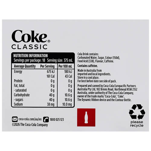 Nutrients 1, Coke Classic 18x375ml