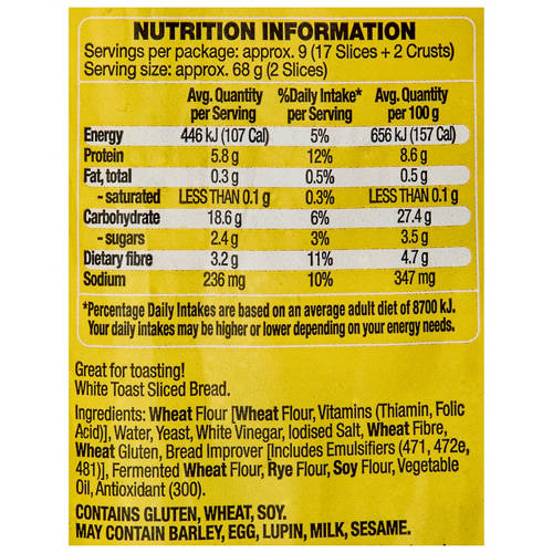 Front shot 3, White Toast Sliced Bread 650g