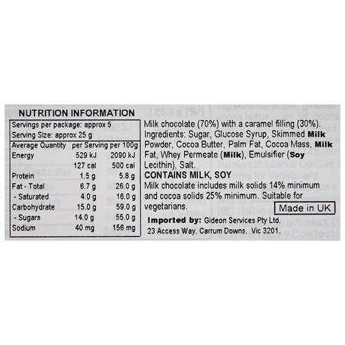 Nutrients 1, Chocolate Blocks Smooth Caramel 135g