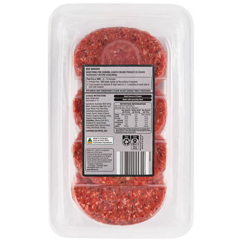 Front shot 3, Beef Burgers 500g