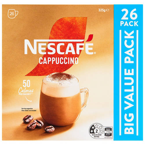 Front shot 2, Cappuccino Latte Coffee Sachets 26 Pack 325g