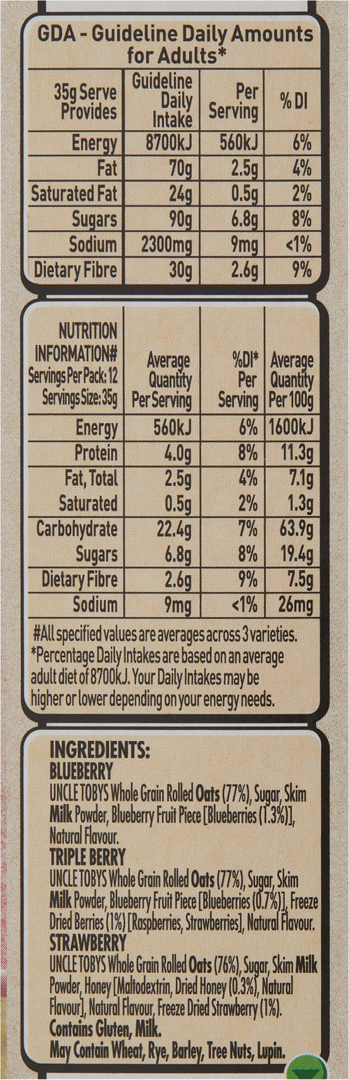 Nutrients 1, Quick Oat Sachets Berry Variety 12 Pack 420g
