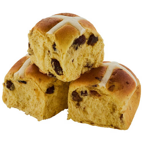 Front shot 4, Indulgent Brioche Style Hot Cross Buns 4 Pack 300g