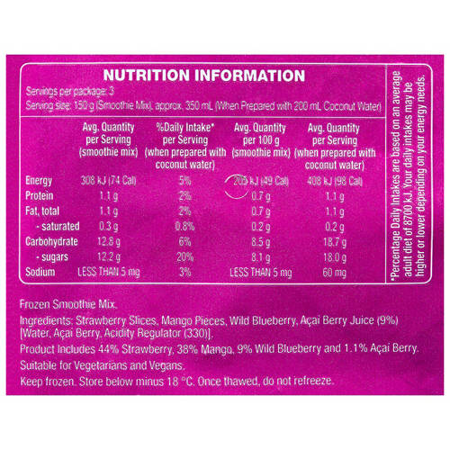 Nutrients 1, Strawberry & Mango Smoothie Mix with Acai 450g
