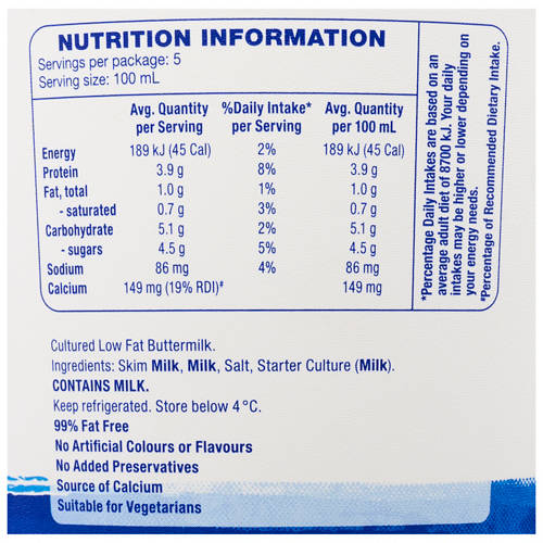 Nutrients 1, Cultured Butter Milk 500ml