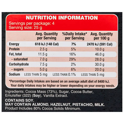 Ingredients 1, Fairtrade Uganda 80% Cocoa Chocolate Bar 100g