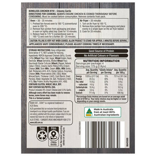Nutrients 1, Boneless Chicken Kyiv Creamy Garlic 700g