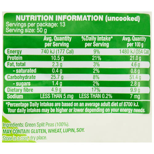 Nutrients 1, Green Split Peas 650g