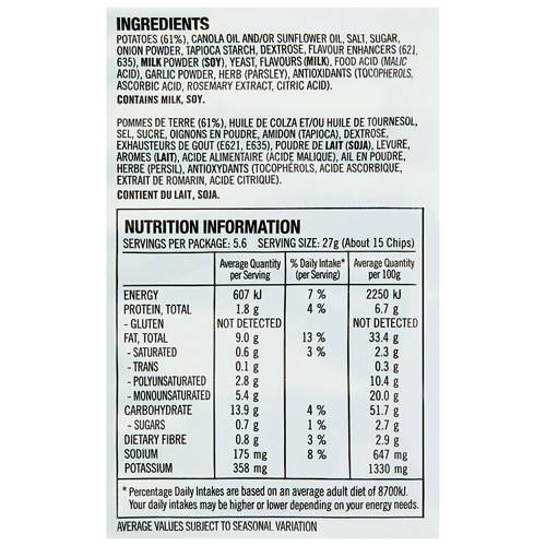 Nutrients 1, Sour Cream & Chives Chips 150g
