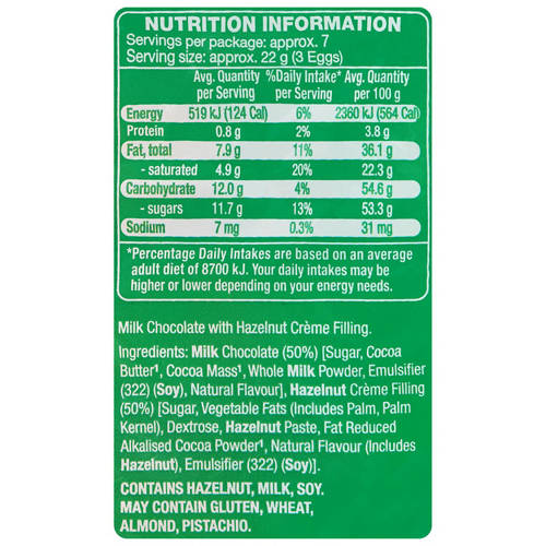 Nutrients 1, Hazelnut Milk Chocolate Mini Eggs 150g