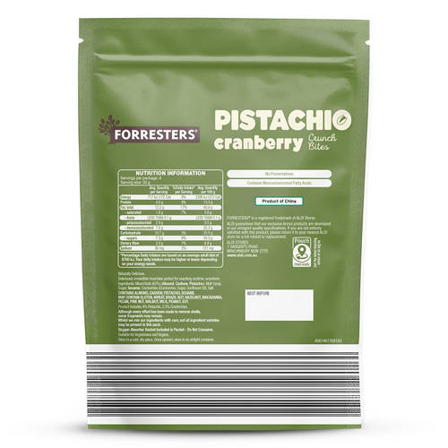 Front shot 2, Pistachio & Cranberry Crunch Bites 120g