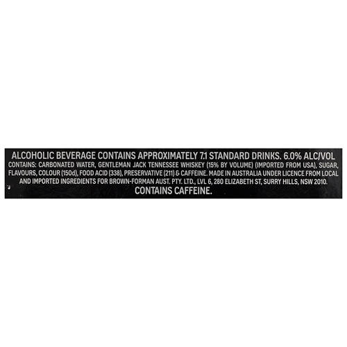Ingredients 1, Gentleman Jack & Cola 4 Pack 375ml