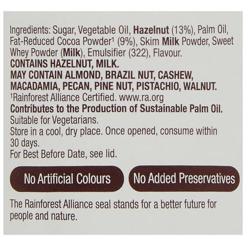 Ingredients 1, Choc Hazelnut Spread 400g