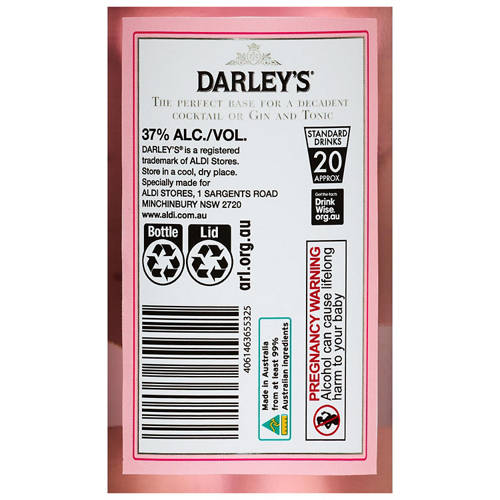 Nutrients 2, Gin Pink Darley's 700ml