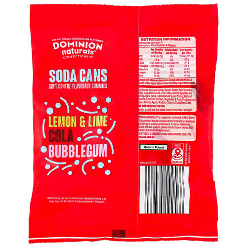 Front shot 2, Soda Cans Soft Centre Flavoured Gummies 130g