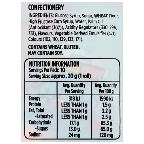 Nutrients 1, Sour Strap Bites Mini Rolls Rainbow 200g