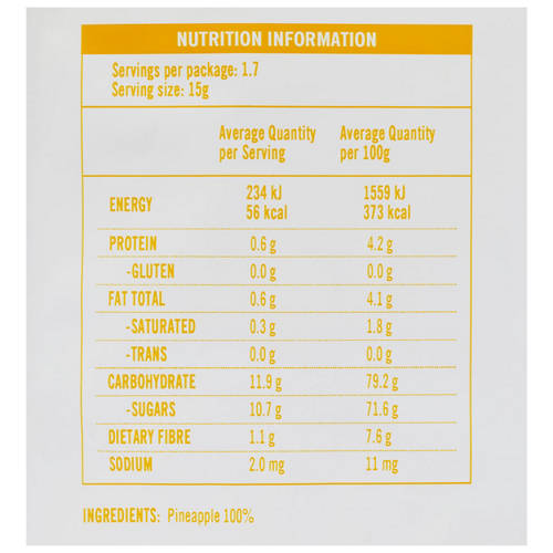 Nutrients 1, Freeze Dried Fruit Crisps Pineapple 25g