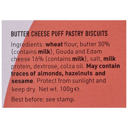 Ingredients 1, Cheese Straws 100g